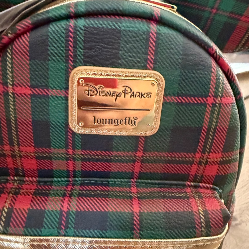 Disney Parks Mickey Mouse Christmas Holidays Plaid Loungefly Backpack NWT - Picture 3 of 5